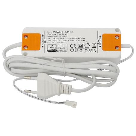 TRANSFORMADOR 20W LEDS 12V DC 130X46X14 IP20. CLASS 2.