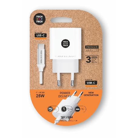 TECH CARGADOR + CABLE MOVIL ULTRAPIDA 25W BLANCO + USB-C-PD 2266