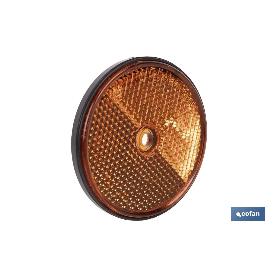 CATADIÓPTRICO REDONDO ÁMBAR Ø60 MM CON AGUJERO SIN TORNILLO