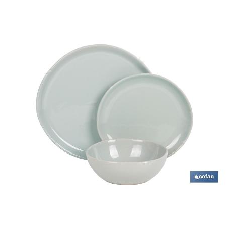 VAJILLA DE CERAMICA VERDE ESMALTADA CON DISEÑO IRREGULAR 12 PIEZAS