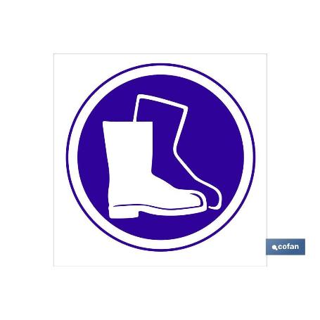 SEÑAL ADHESIVA 105X105MM. OBLIGATORIO CALZADO SEGURIDAD