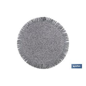 BAJOPLATO REDONDO FLECOS DE COLOR GRIS  MEDIDA 38 CM   CAJA 6 UNID.