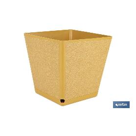 MACETA O MACETERO GAMA TEXTIL CUADRADA COLOR MOSTAZA PP 298 X 298 X 300 MM 18 L   CAJA 4 UNID.