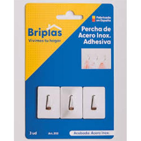 BRIPLAS COLGADOR COCINA INOX ADHESIVO 3 U GANCHOS EN UÑA  203