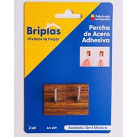 BRIPLAS COLGADOR COCINA ACERO MADERA ADHESIVO 2U GANCHO  L 208