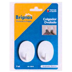 BRIPLAS COLGADOR COCINA-BAÑO PLASTIC ADHES 2U OVALAD BLANCO 269B