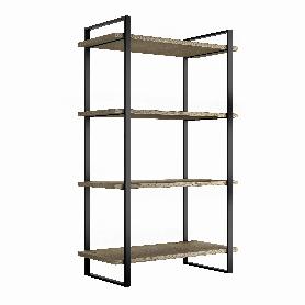 EMUCA KIT DE ESTANTERÍA LADER CON ESTRUCTURA Y ESTANTES, ALTURA 1150MM, ACERO, PINTADO NEGRO Y MADERA