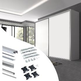 EMUCA KIT DE HERRAJES PARA ARMARIO DE 2 PUERTAS CORREDERAS Y CIERRE SUAVE PLACARD 90, PERFIL VALL, ESPESOR 19MM, TA