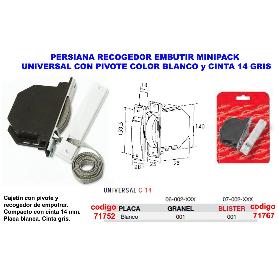 PERSIANA RECOGEDOR EMBUTIR BLANCO +CINTA 14MM GRIS 07002001 BL