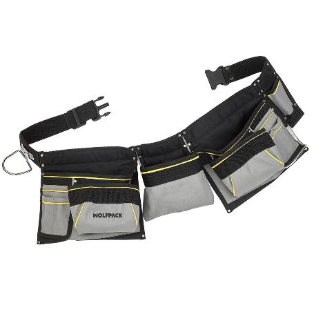 BOLSA ENCOFRADOR DOBLE CON CINTURÓN AJUSTABLE, COLGADOR DE MARTILLO, BOLSA HERRAMIENTAS, PORTAHERRAMIENTAS
