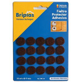 BRIPLAS FIELTRO ADHESIVO 20 U REDONDO 17 Ø MM MARRON 100M
