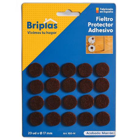 BRIPLAS FIELTRO ADHESIVO 20 U REDONDO 17 Ø MM MARRON 100M