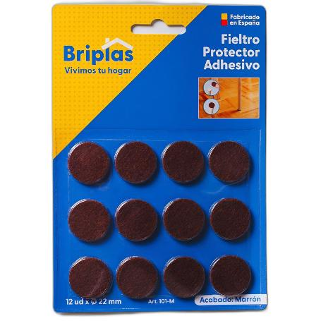 BRIPLAS FIELTRO ADHESIVO 12 U REDONDO 22 Ø MM MARRON 101M