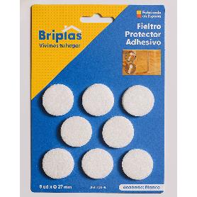 BRIPLAS FIELTRO ADHESIVO 8 U REDONDO 27 Ø MM BLANCO 102B