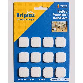 BRIPLAS FIELTRO ADHESIVO 12 U CUADRADO 20X20 MM BLANCO 104B