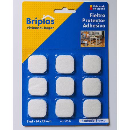 BRIPLAS FIELTRO ADHESIVO 9 U CUADRADO 24X24 MM BLANCO 105B