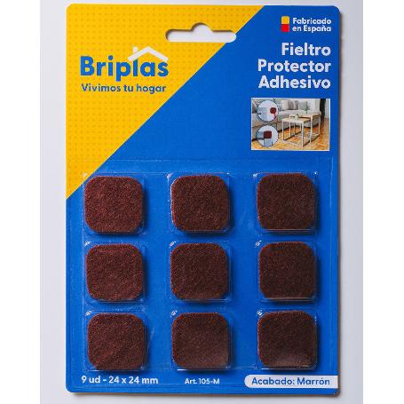 BRIPLAS FIELTRO ADHESIVO 9 U CUADRADO 24X24 MM MARRON 105M