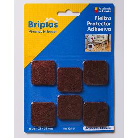 BRIPLAS FIELTRO ADHESIVO 6 U CUADRADO 31X31 MM MARRON 106M