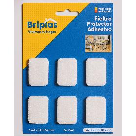 BRIPLAS FIELTRO ADHESIVO 6 U RECTANGULAR 34X24 MM BLANCO 108B