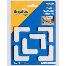 BRIPLAS FIELTRO ADHESIVO 6 U ESCUADRA 39X39X12 MM BLANCO 109B