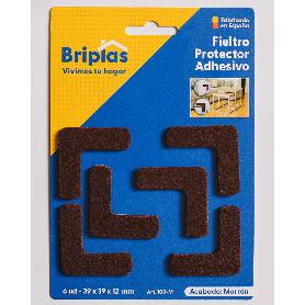 BRIPLAS FIELTRO ADHESIVO 6 U ESCUADRA 39X39X12 MM MARRON 109M
