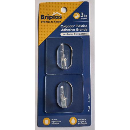 BRIPLAS COLGADOR COCINA-BAÑO PLASTIC ADHESIV 2U TRANSPARENT 223T