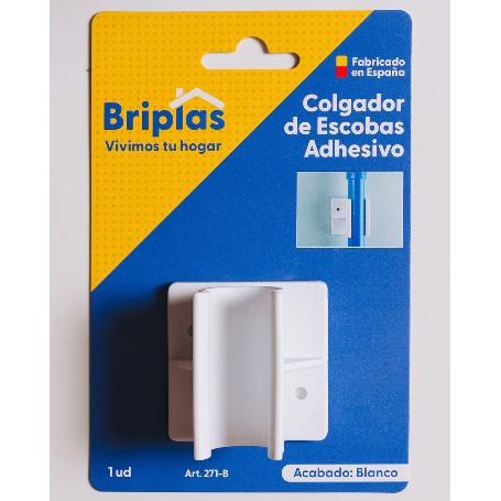BRIPLAS COLGADOR ESCOBAS PLASTIC ADHESIVO 1U BLANCO 222P