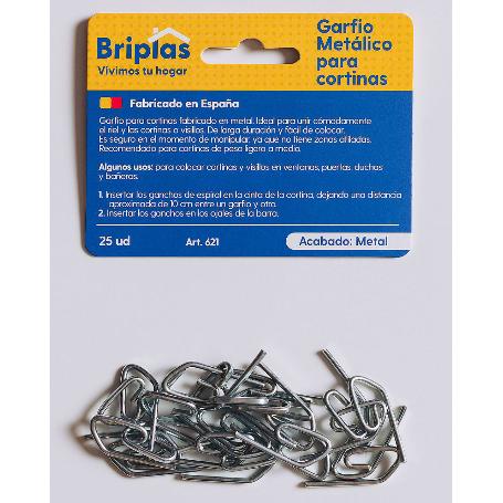 BRIPLAS GARFIO-CORCHETE CORTINA BAÑO 25 U CROMO 621