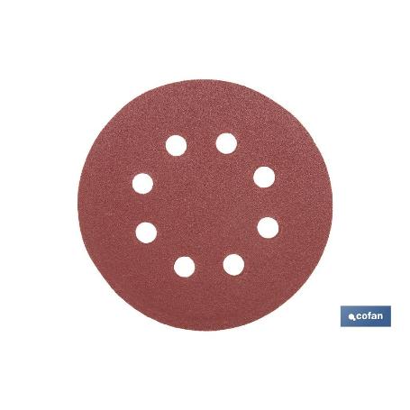 HOJA DE LIJADO LIJADORA ORBITAL 8 AGUJEROS Ø125 MM G. 120   CAJA 5 UNID.