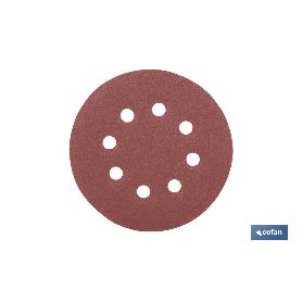 HOJA DE LIJADO LIJADORA ORBITAL 8 AGUJEROS Ø125 MM G. 180   CAJA 5 UNID.