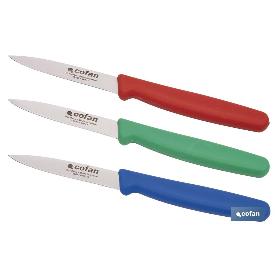 PACK DE 3 CUCHILLOS PUNTILLA COLOR ROJO VERDE AZUL 8.5 CM