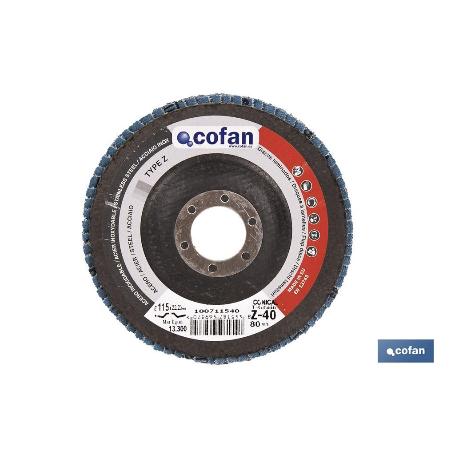 DISCO LAMINADO PROFESIONAL INCLINADO 125 MM. - GRANO 80 ZIRCONIO