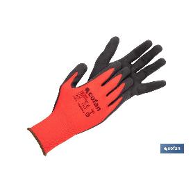 GUANTE IMPREGNADO SANDY COATED ROJO/NEGRO TALLA 7   CAJA 12 UNID.