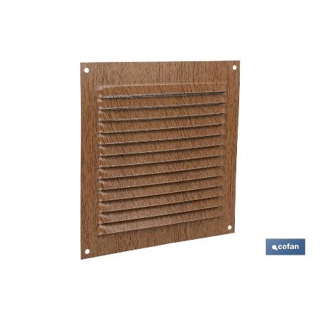 REJILLA DE VENTILACIÓN ALUMINIO MADERA CON MOSQUITERA 15 X 15 CM   CAJA 5 UNID.