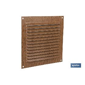 REJILLA DE VENTILACIÓN ALUMINIO MADERA CON MOSQUITERA 15 X 15 CM VENTA UNITARIA