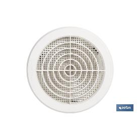 REJILLA DE VENTILACIÓN ABS BLANCO PARA EMPOTRAR A TUBO CON CLIP Ø12-14 CM   CAJA 5 UNID.
