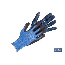 GUANTE IMPREGNADO DE NITRILO CON PUNTOS AZULES TALLA 8 VENTA UNITARIA