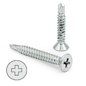TORNILLO BROCA ROSCA CHAPA CABEZA PLANA DIN 7504-P ZINCADO LARG.R/CHAPA 22MM Ø ROSCA CHAPA 4.2MM (CAJA 200)