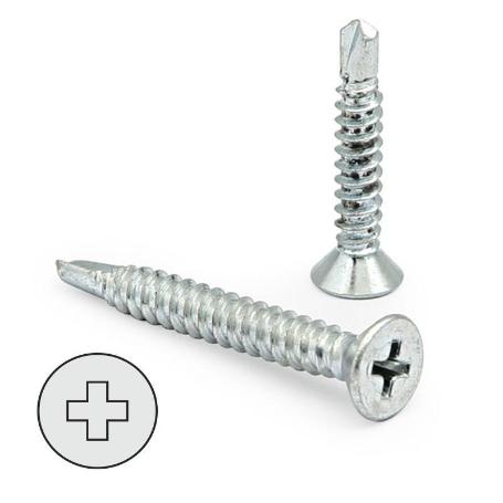 TORNILLO BROCA ROSCA CHAPA CABEZA PLANA DIN 7504-P ZINCADO LARG.R/CHAPA 50MM Ø ROSCA CHAPA 5.5MM (CAJA 100)