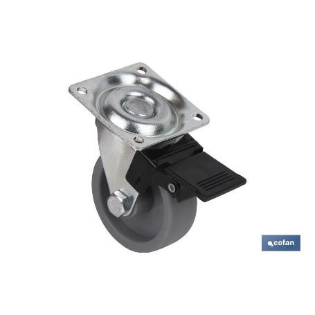 RUEDA POLIPROPILENO 50X18MM PLACA/FRENO VENTA UNITARIA