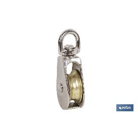 POLEA SIMPLE GIRATORIA NIQUELADA (Ø30MM) VENTA UNITARIA