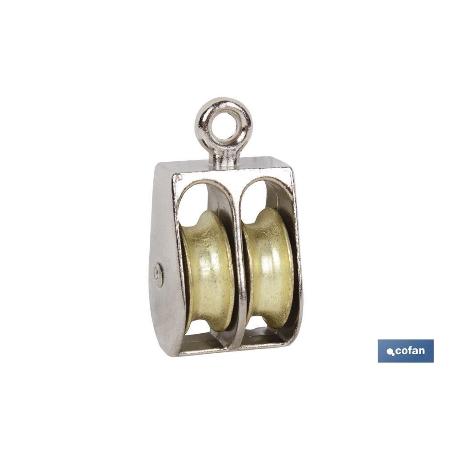 POLEA DOBLE FIJA NIQUELADA (Ø12MM) VENTA UNITARIA