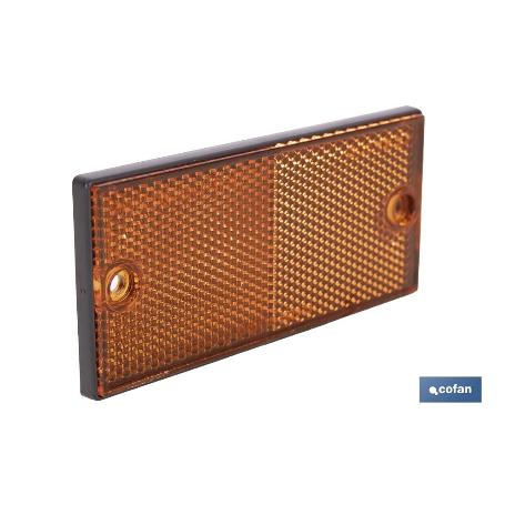 CATADIÓPTRICO RECTANGULAR ÁMBAR 106 X 50 MM CON AGUJERO SIN TORNILLO