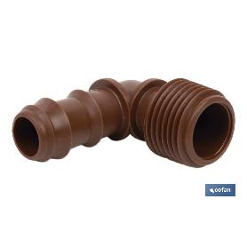 CON. EN CODO R.MACHO Ø16MM-1/2 (MARRÓN-MAX SEGUR.) VENTA UNITARIA