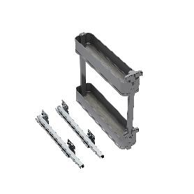 EMUCA BOTELLERO LATERAL EXTRAÍBLE HARMONY CON CIERRE SUAVE, MÓDULO ANCHO 150MM ALTO 700MM, ACERO Y MADERA, GRIS ANT