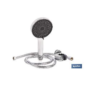 KIT DE DUCHA REDONDA CROMADO CON 3 FUNCIONES 125 X 280 MM