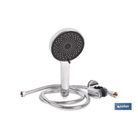KIT DE DUCHA REDONDA CROMADO CON 3 FUNCIONES 125 X 280 MM