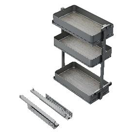 EMUCA CARRO EXTRAÍBLE HARMONY CON CIERRE SUAVE, MÓDULO ANCHO 300MM ALTO 800MM, ACERO Y MADERA, GRIS ANTRACITA