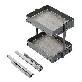 EMUCA CARRO EXTRAÍBLE HARMONY CON CIERRE SUAVE, MÓDULO ANCHO 400MM ALTO 700MM, ACERO Y MADERA, GRIS ANTRACITA