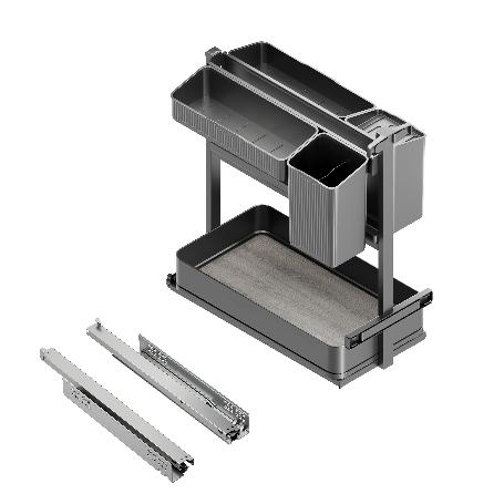 EMUCA CARRO EXTRAÍBLE CON CESTAS Y ACCESORIOS HARMONY CON CIERRE SUAVE, MÓDULO ANCHO 300MM ALTO 700MM, ACERO Y MADE